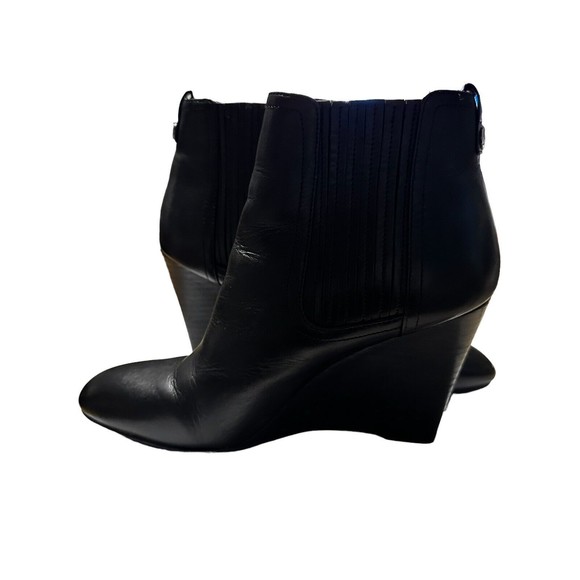 Sam Edelman Women Chelsea Boots Black Leather Pull On Size 7 Medium Wedge Heel - Picture 5 of 16